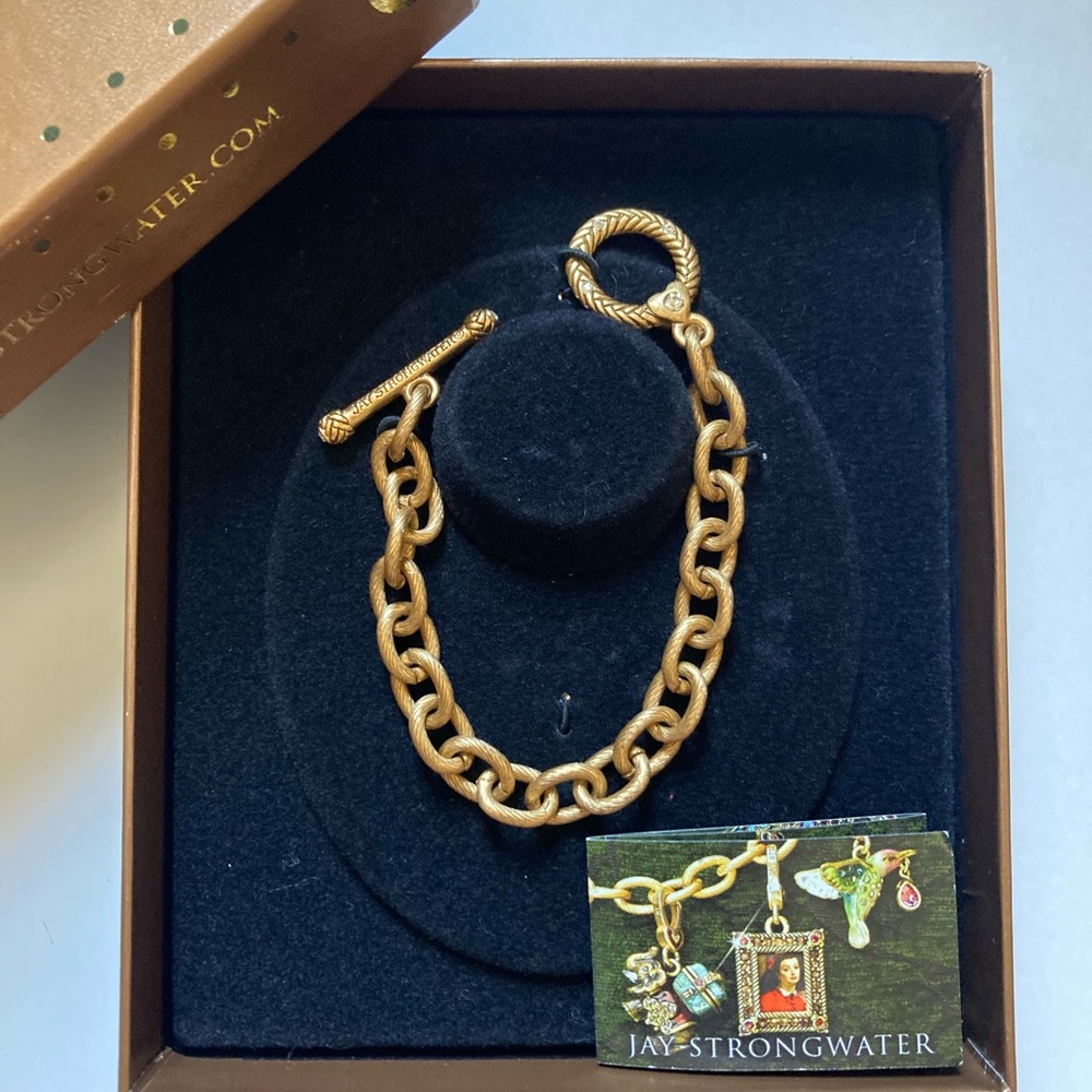 Jay Strongwater Gold Chain Bracelet with Toggle Clasp
